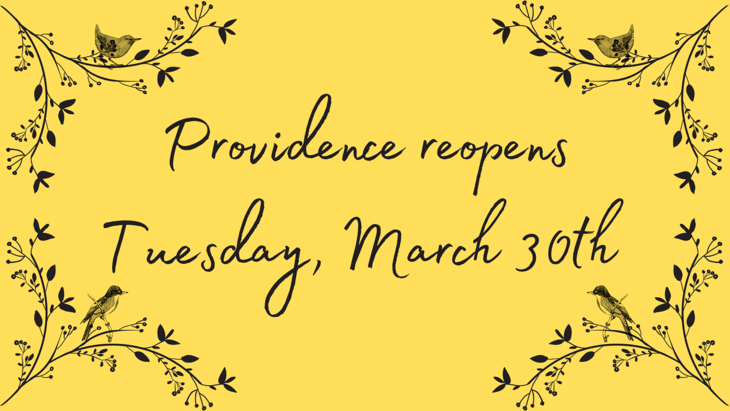Providence reopens for dinner service Tuesday, March 30th